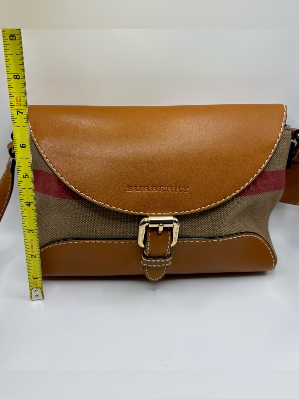 Auth Burberry Henham Canvas Check Crossbody Bag - Picture 14 of 15